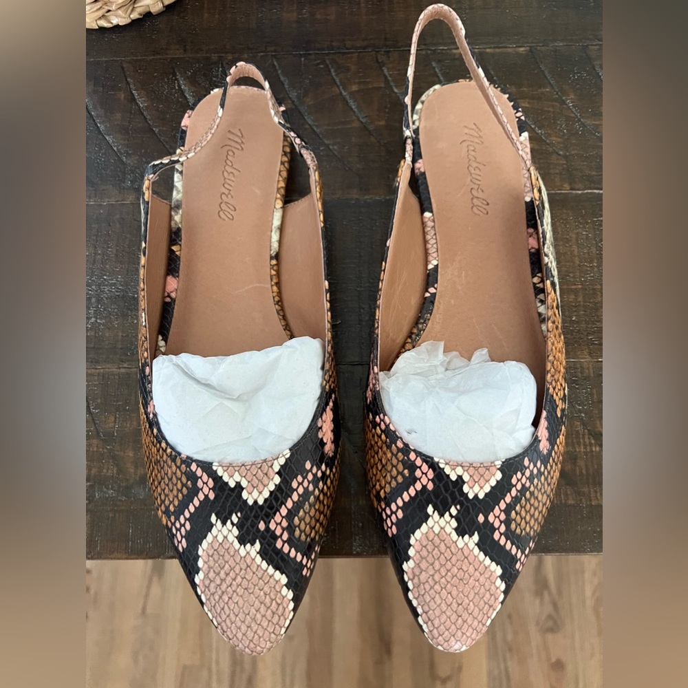 Madewell slingback snakeskin flats 9